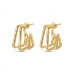 Kaeloria Geometric Triple Square Hoop Earrings | 18K Gold Plated Stainless Steel | Anti-Tarnish Statement Earrings for Women