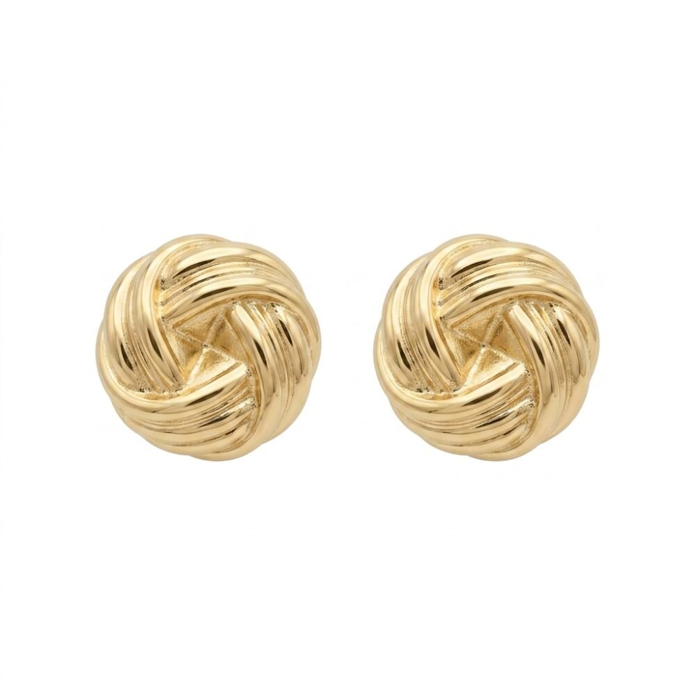 Kaeloria Twisted Knot Stud Earrings | 18K Gold Plated Stainless Steel | Anti-Tarnish Classic Statement Studs for Women