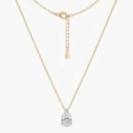 Kaeloria Pear Cut Solitaire Pendant Necklace | 18K Gold Plated Stainless Steel | Anti-Tarnish Minimal Crystal Necklace for Women