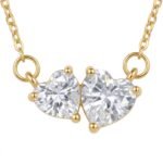 Kaeloria Duo Hearts Crystal Pendant Necklace | 18K Gold Plated | Anti-Tarnish Double Heart Necklace for Women