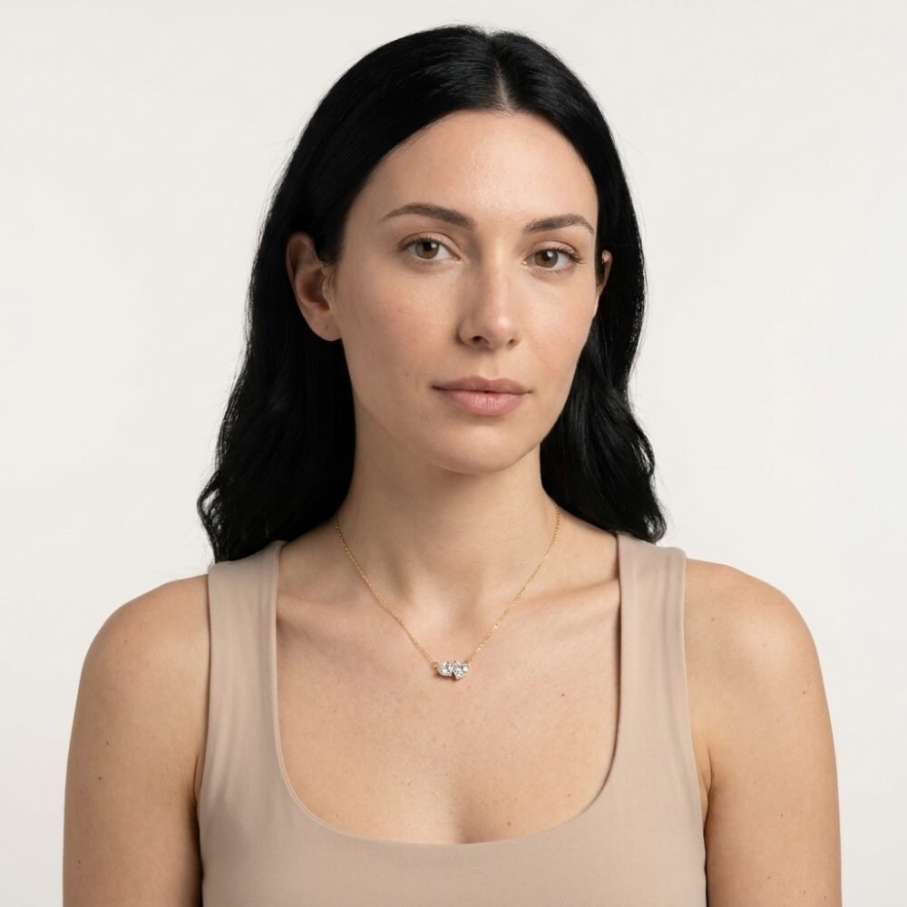 Kaeloria Round CZ Solitaire Pendant Necklace | 18K Yellow Gold Plated | Anti-Tarnish Minimal Necklace for Women - Image 2