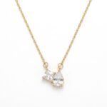 Kaeloria Dual Cut CZ Pendant Necklace | Pear & Princess Cut | 18K Gold Plated | Anti-Tarnish Minimal Necklace for Women