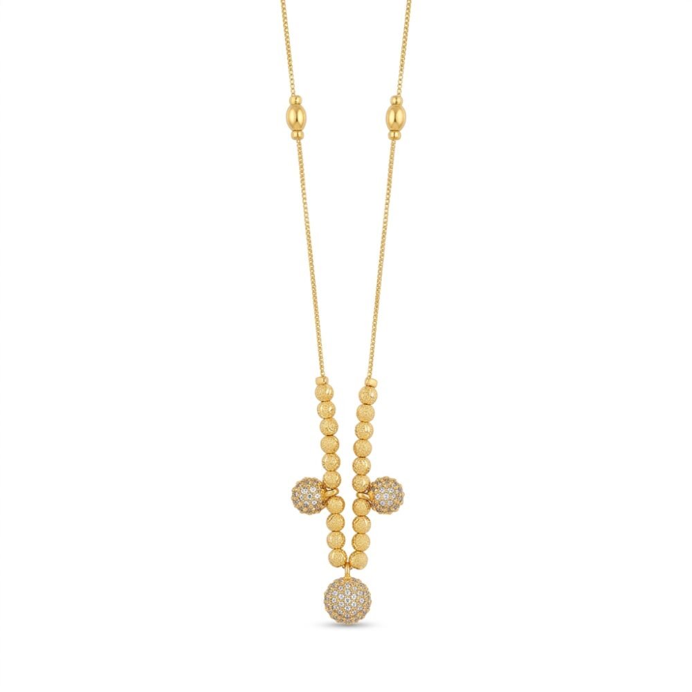 Kaeloria Luxe Pave Sphere Beaded Necklace | 18K Gold Plated | Premium CZ Statement Necklace for Women | Anti-Tarnish - Image 2
