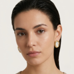 Kaeloria 18K Gold-Plated Pearl Oval Statement Stud Earrings