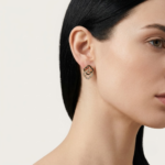 Kaeloria 18K Gold-Plated Black Enamel Crystal Floral Drop Earrings