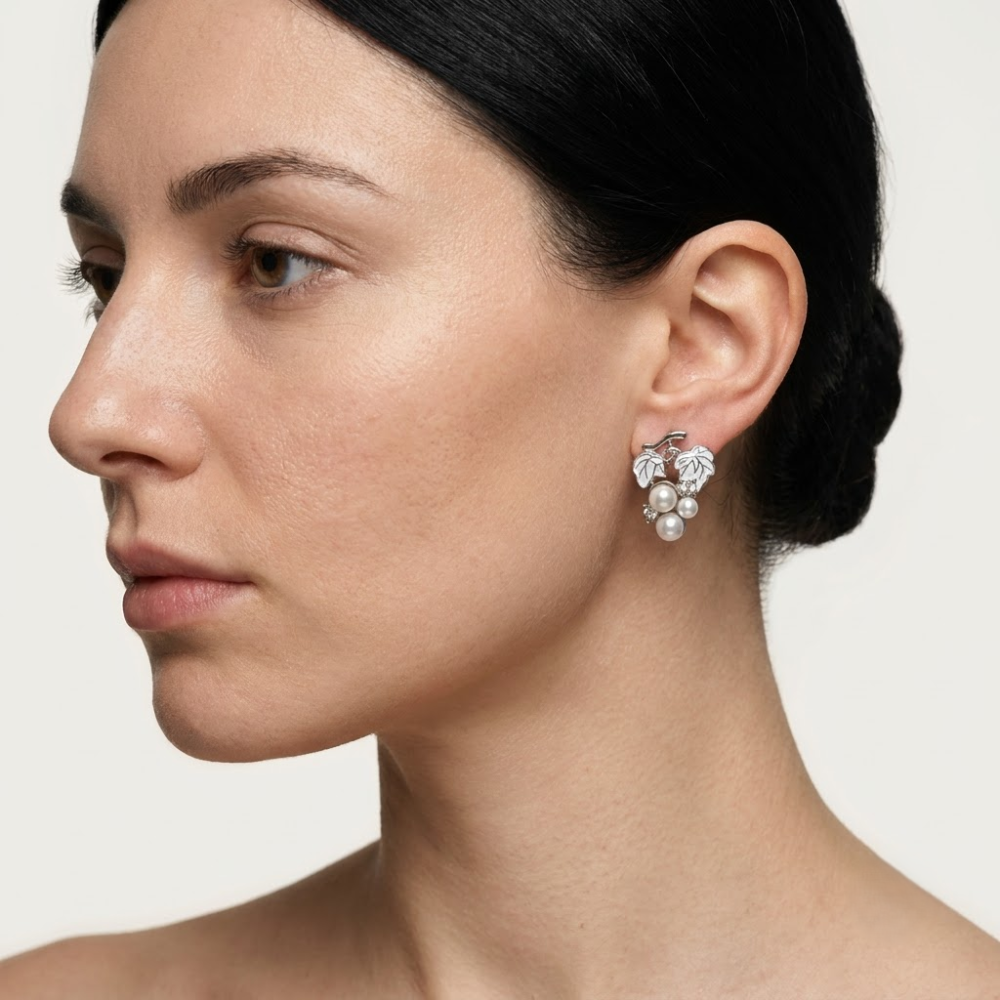 Kaeloria 18K Gold-Plated Pearl Leaf Cluster Earrings - Image 5