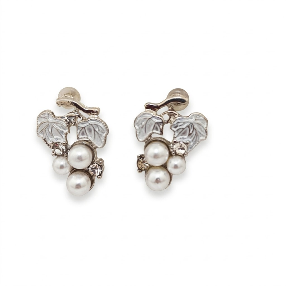 Kaeloria 18K Gold-Plated Pearl Leaf Cluster Earrings - Image 2