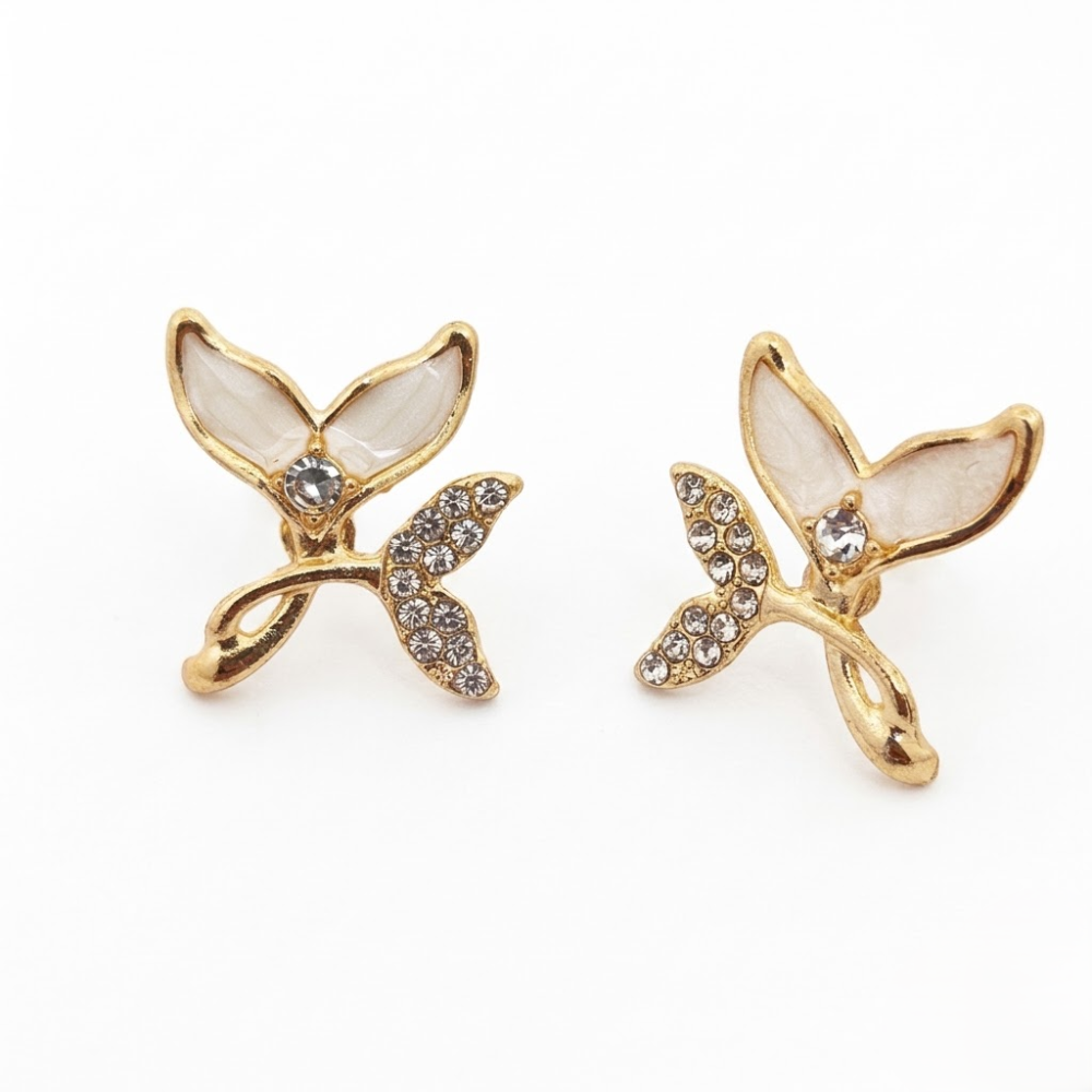 Kaeloria 18K Gold-Plated Butterfly Crystal Stud Earrings - Image 2