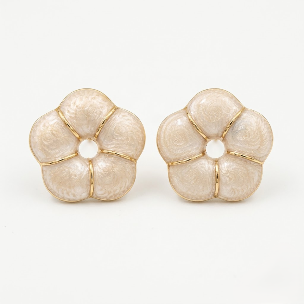 Kaeloria Floral Pearl Stud Earrings – 18K Gold Plated Anti-Tarnish - Image 2