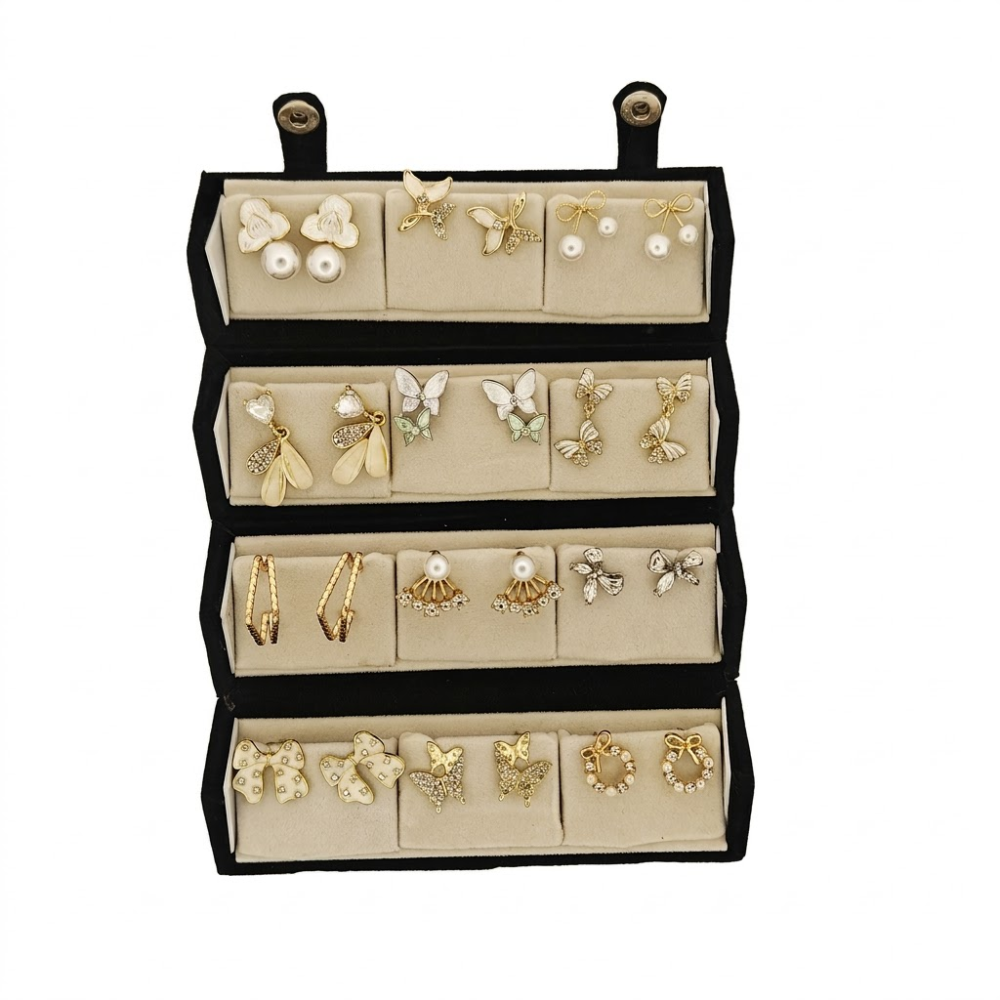 Kaeloria 12-Piece Assorted Earrings Gift Set with Velvet Jewellery Organizer - Image 2
